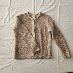 L.L.Bean Women's Knit Cotton Cardigan Sweater Button Front Beige Brown S-REG